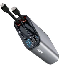 Power Bank, Portable Charger Built-in Retractable 2.9ft Cable, 10000mAh