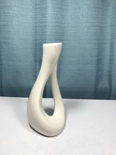 Vintage Gladys Wax Style Craft Pottery White Sculptural Flower Bud Vase