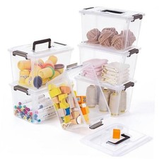6 Packs 6 QT Plastic Storage Bins with Latching Lids Clear 6 QT 6 Pack 