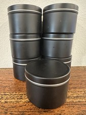 Black Tin Cans with Lids Set of 7
