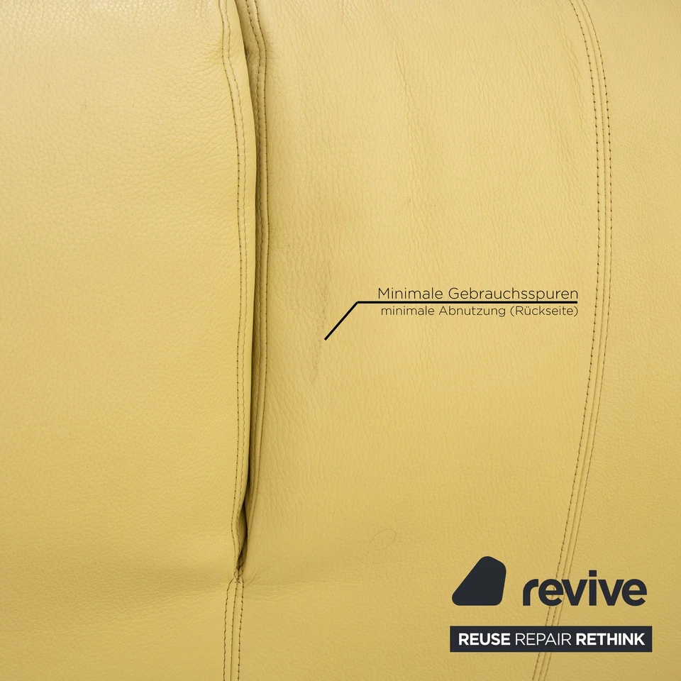 Laauser Leder Dreisitzer Grün Grüngelb Sofa Couch manuelle Relaxfunktion - Bild 4 von 4