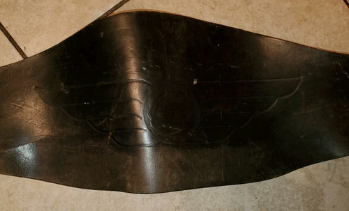 Vintage 1940s Harley Davidson champagne bikers Winged star leather kidney belt - Picture 2 of 10