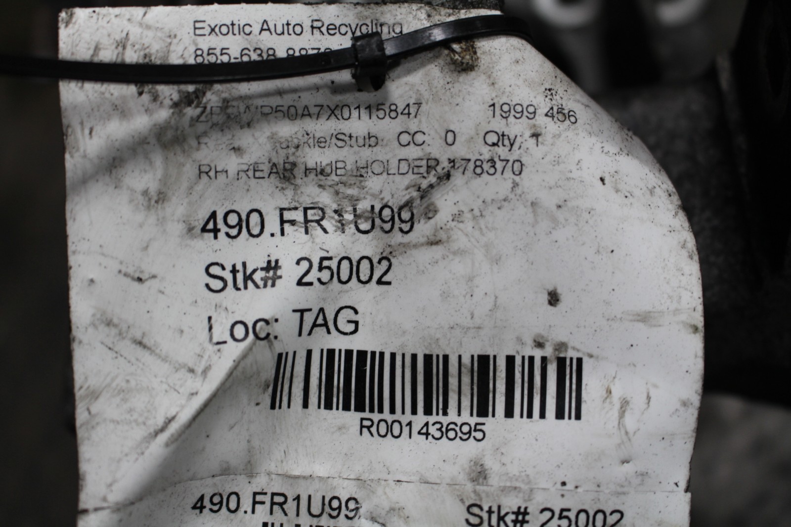 Ferrari 456, RH Right Rear Knuckle Complete w/ Hub, Used, P/N 178370
