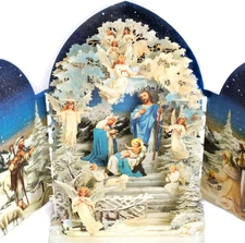 Merry Christmas Amazing Tri Fold 3D Pop-Up Greeting Card the Religious Christmas