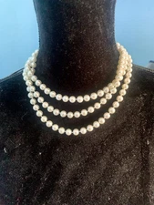 Vintage 3 Strand Faux Pearl Necklace Field Manor Classic Old Money NWT