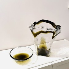 🔵 Orig. LA MURRINA vaso + centrotavola in vetro di Murano anni 70 80