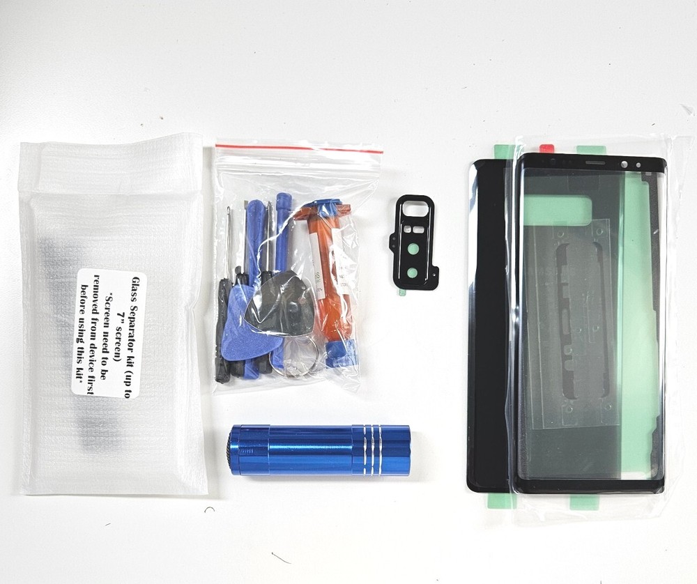 Repair Kit Compatible Galaxy Note 8 Front Back Glass Cover Replacement Black