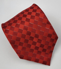 Adolfo Polyester Tie Red Silver Geometric Men 57.5 x 3.5/8