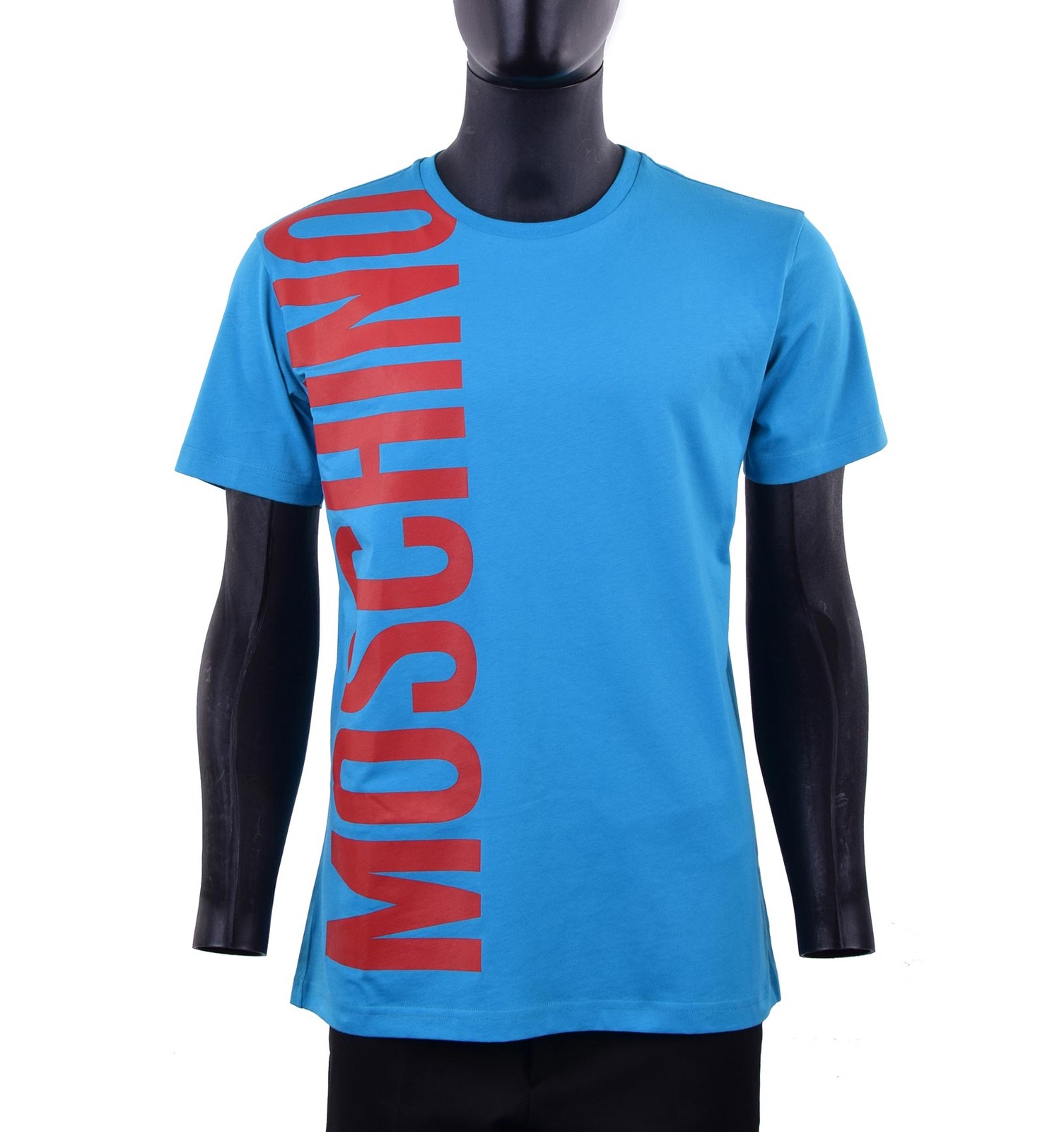 MOSCHINO COUTURE Приталенная футболка с логотипом и принтом хлопок синий красный 05434 20390₽