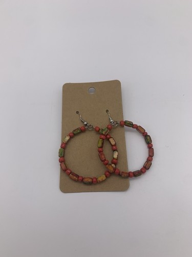 Vintage Herbst Herbst Mode leuchtend orange/grün & mehrfarbig Boho Creolen - Bild 4 von 4