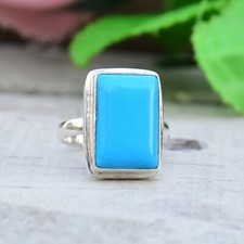 Sleeping Turquoise 925 Sterling Silver Ring Mother's Day Jewelry EM-424