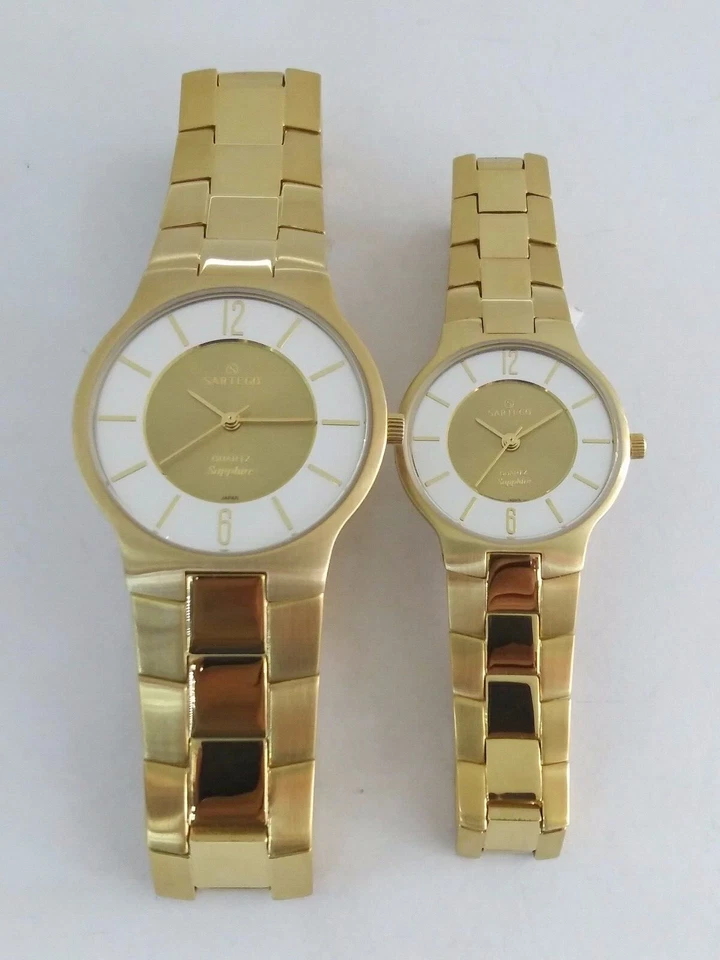 Sartego Seville quartz sapphire 50 meter Gold tone watch PAIR SVQ222 SVQ662 - Image 2 of 4
