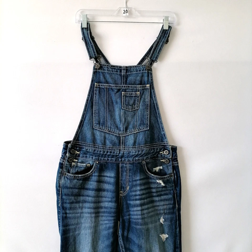 Pelele Hollister California para mujer denim azul cuello cuadrado desgastado talla S Foto 3 de 4