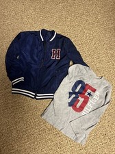Tommy Hilfiger Toddler Navy Blue H Logo Bomber Varsity Jacket Coat Sz 5 Tee