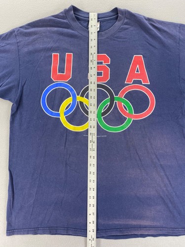 Vintage 90’s USA Olympic Rings Graphic T-Shirt Men’s XL Blue Official USOC READ - Picture 5 of 16