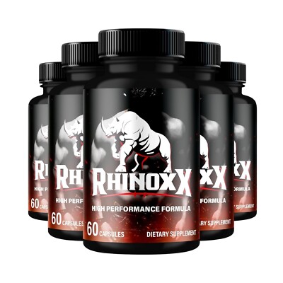 5-Pack Rhinox X Pills for Men, Supports Performance & Energy - 300 Capsules