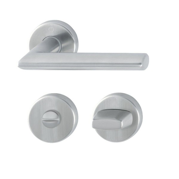 Hoppe TüRdrüCker Stockholm Wc Rosette Edelstahl Matt F69 TüRgriff TüRbeschlag-image