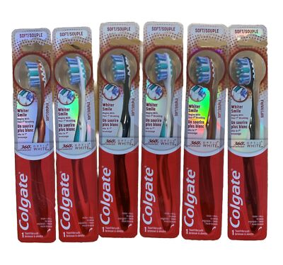 Colgate 360 Advanced Optic White Toothbrush, Soft (LOT OF 6)