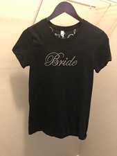 Women  s Rhinestone black  Bride  Tshirt Size Large