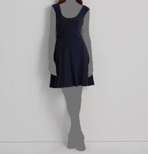 $127 Ralph Lauren Women's Blue Scoop-Neck Cap-Sleeve Fit & Flare Dress Size 16
