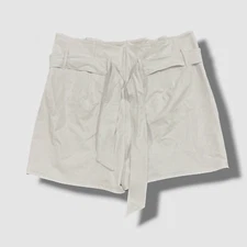 $168 Commando Women's White Faux Leather Belted Paperbag Shorts Size L