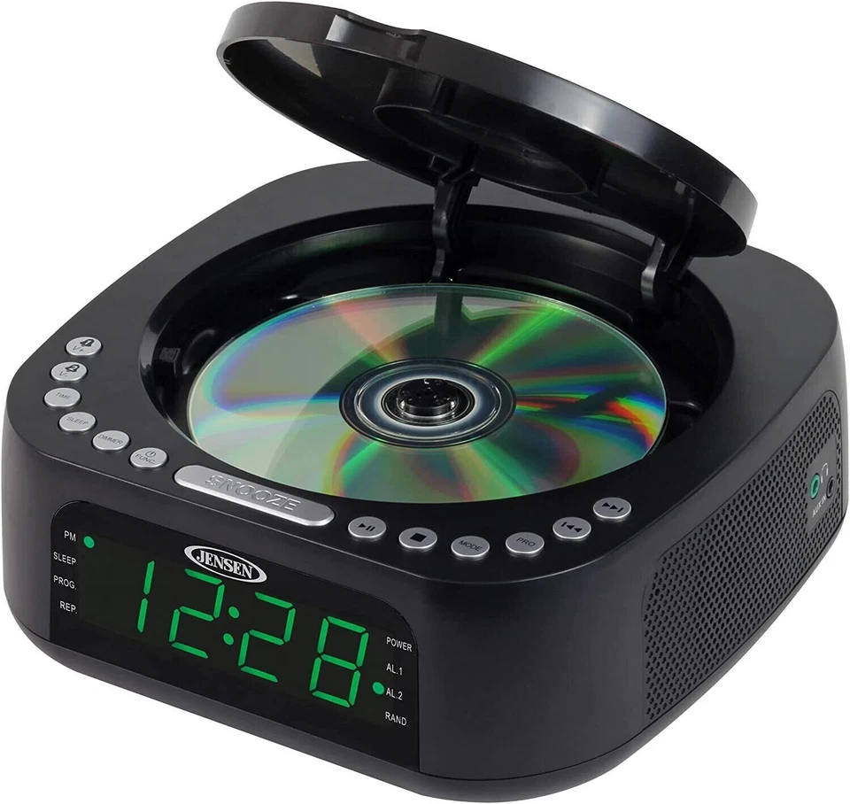 Jensen JCR-375 BLK Green LED CD/MP3 Clock Radio USB charge (Black)- New - Image 3 of 4