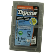 1000 Pack 1/4" x 2-1/4" Flat Head Concrete Screws, with Drill Bit