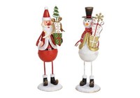 Deko Nikolaus + Schneemann Aus Holz/Metall, 2Er Set, 6X19X6 Cm