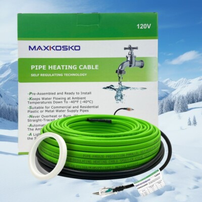 50ft Heat Tape for Freeze Protection of Metal and Plastic Pipes