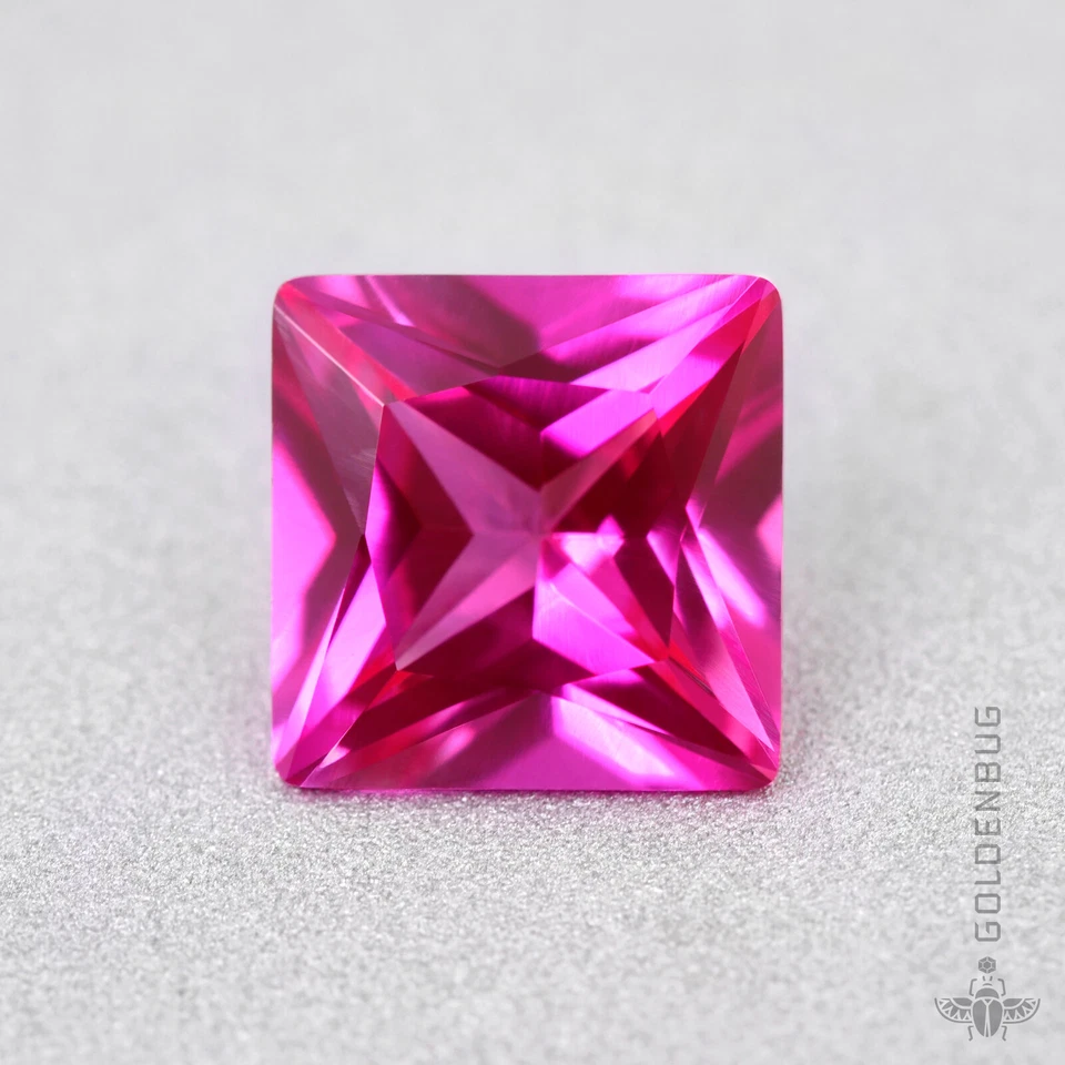 Pink Ruby Genuine Corundum Loose Gemstone Princess Cut Synthetic Lovely Rose Gem - Image 2 of 4