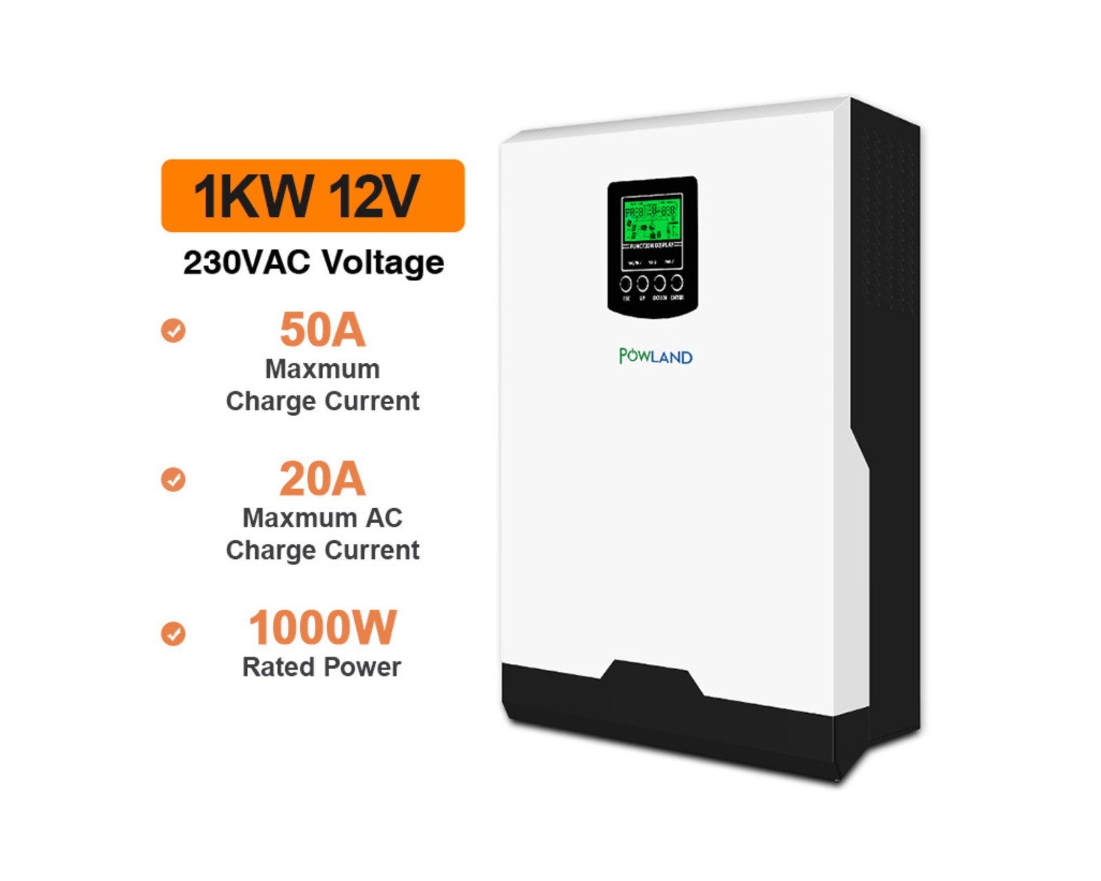 Convertisseur pur sinus 12V 1KW pour alimentation de secours en site isolé et cabane