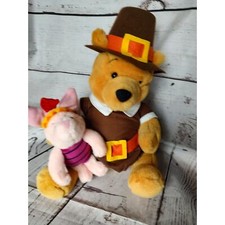 VTG Disney Winnie the Pooh Pilgrim  Piglet Indian Happy Thanksgiving Plush Doll