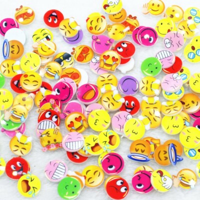 5 pc. Planar Resin Hair Bow Center WHOLESALE  Emojis Small16mm mix