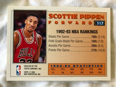 scottie pippen AUTO サイン　ピッペン　　TOPPS 1992-93 Topps - Scottie Pippen - #117 - Topps All-Star Team