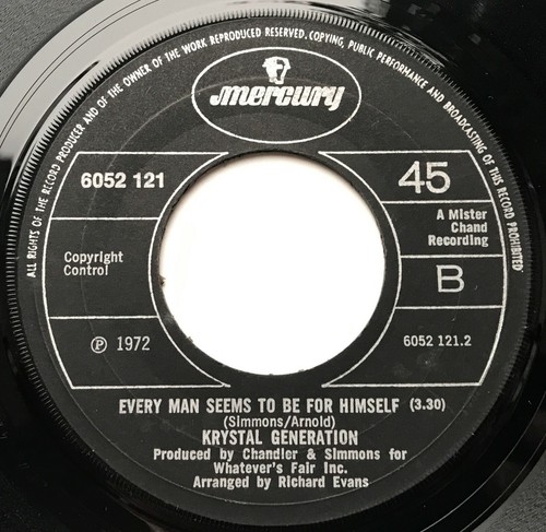 KRYSTAL GENERATION Wanted Dead Or Alive MERCURY 6052121 rare NORTHERN SOUL 45 NM - Picture 3 of 3