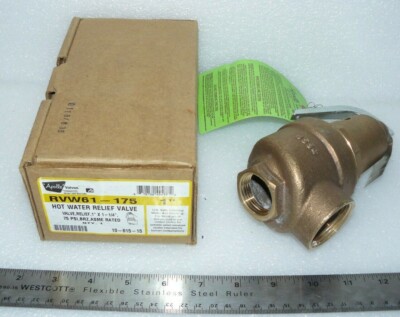APOLLO RVW61-175 10-615-15 HOT WATER RELIEF VALVE 1'' x 1-1/4'' BRONZE 75 PSI ASME