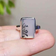 Dendritic Agate Sterling Silver Ring US size 6.25