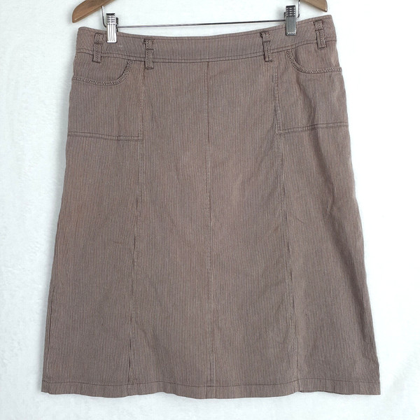 W. Lane Skirt Womens Size 14 Red, Beige Striped Knee Length