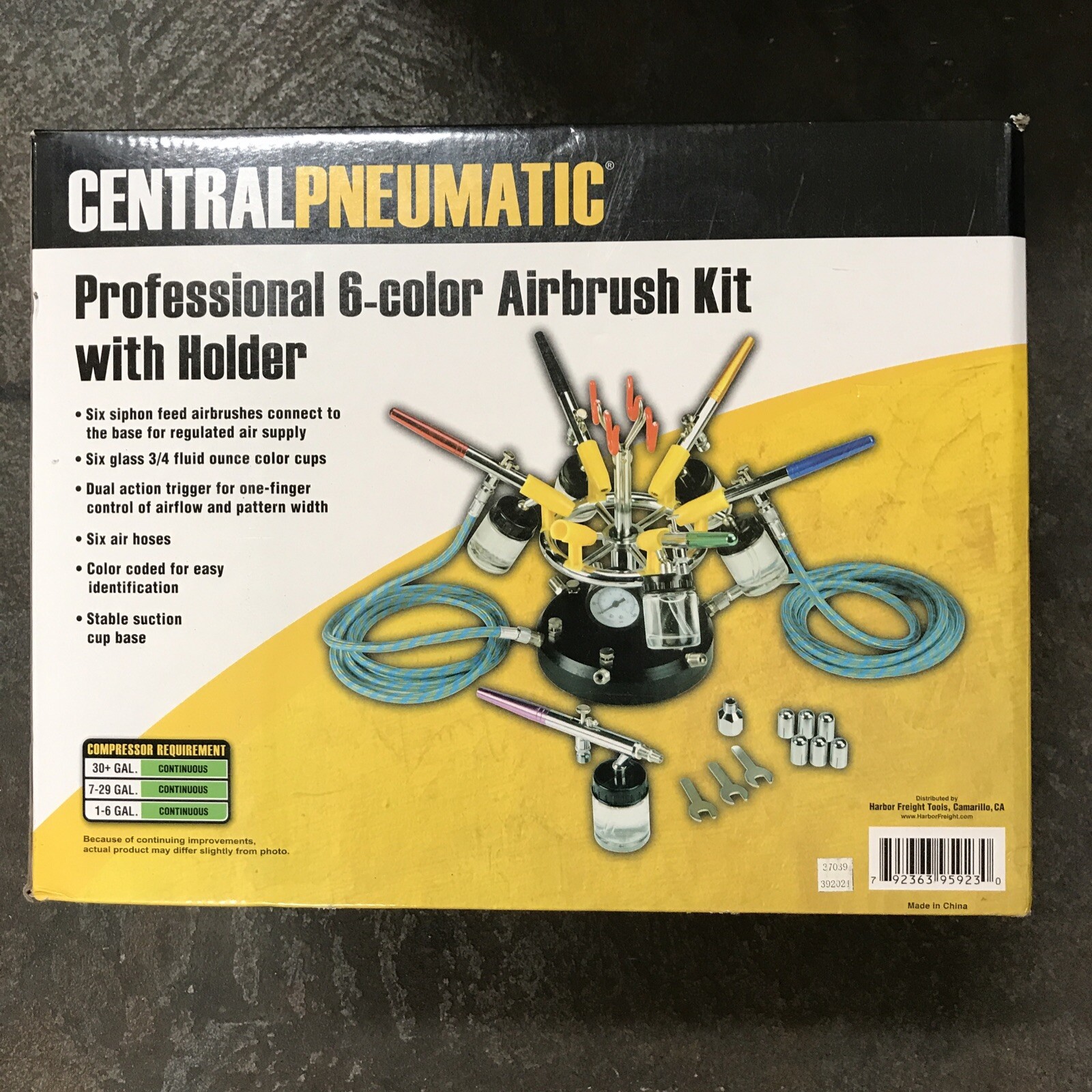 Central Pneumatic 95923 Professional 6Color Airbrush Kit w/ Holder