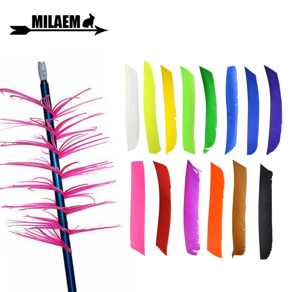 50X Archery Full Length Turkey Feather Vanes Left Wings Arrow Bow Fletches DIY - Image 2 of 4
