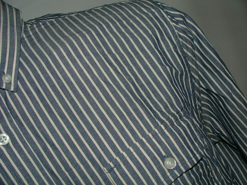 NEW WT FIVE FOUR CASUAL SHIRT SIZE XL COTTON WHITE BLUE STRIPED #140 - Picture 4 of 6