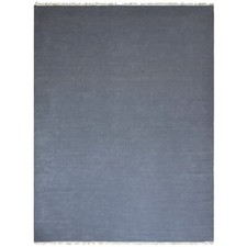 Eco-Friendly Hand Woven Flat Weave Kilim Wool Area Rug Solid Light Charcoal BBH