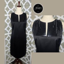 Eliza J NWT Black Sequin & Satin Sleeveless Shift Dress Size 8