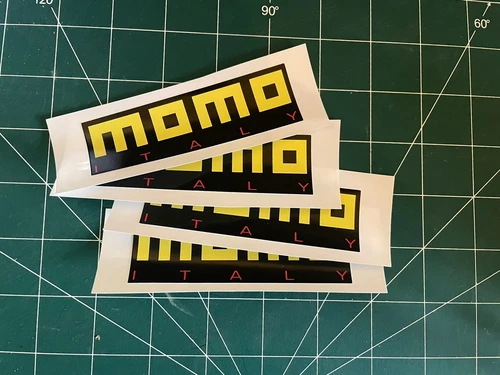 4 Black MOMO sponsor stickers motorsport parts van toolbox workshop car decals