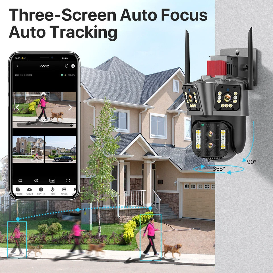 16MP 8K Four Lens IP Camera 10X Zoom PTZ WiFi Security Auto Tracking CCTV IR Cam - Image 4 of 4