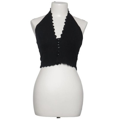 Neckholder Top, Größe: S/M, Schwarz, Blumen, Damen #lLp