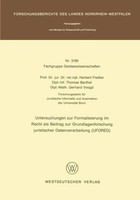 Herbert Fiedler | Untersuchungen Zur Formalisierung Im Recht Als Beitrag Zur...