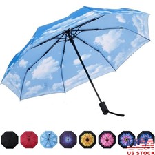 Durable Windproof Travel Umbrella Waterproof Auto Open Close Compact Lightweight