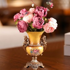 Flower Vase Flower Pot Ornament Floral Container Art with Handle for Cabinet