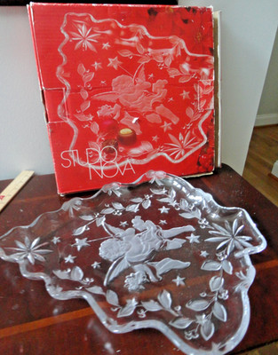 VINTAGE MIKASA STUDIO NOVA CHRITMAS ANGEL WISH TREE SHAOED SERVING TRAY PLATTER